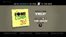 The lobby screen for Bomb Corp's The Grind.