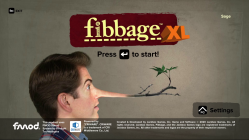 The start screen for Fibbage XL, updated with a legal disclaimer at the bottom.