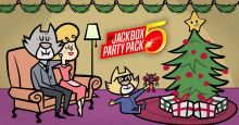 Jackbox Games Christmas 2018 promo art with Mayonnaise and the Mother (from Monster Seeking Monster) sitting together.[15]