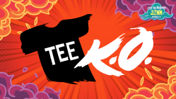 The title screen from Tee K.O., as shown in The Jackbox Party Pack 3.