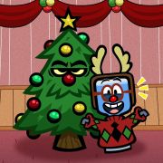 Jackbox Christmas 2021 artwork featuring M. Bubbles and a Christmas tree.[3]