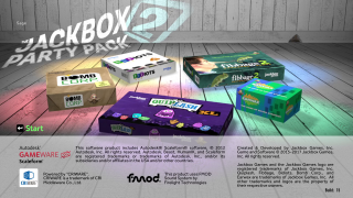 The title screen for The Jackbox Party Pack 2, before the Megapicker update.