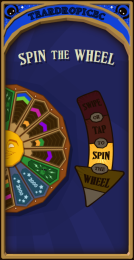 The Wheel spinning screen, where the player's tasked to tap or swipe to spin the Wheel.