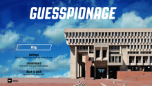 The main menu screen for Guesspionage.