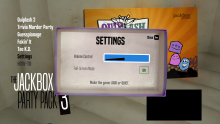 The settings screen in The Jackbox Party Pack 3 game picker.