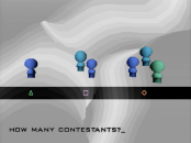 The "How Many Contestants" screen that appears at the start of the game.