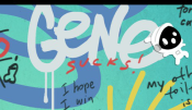 His graffiti tag as seen on the Dirty Drawful lobby screen