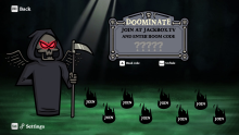 The lobby screen for Doominate.