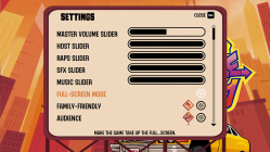 The settings screen from Mad Verse City.