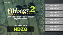The lobby screen for Fibbage 2.