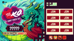 The lobby screen from Tee K.O. from The Jackbox Party Pack 3.