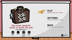 The main menu screen for Job Job.