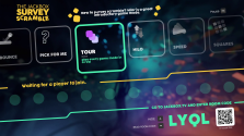 The lobby screen for The Jackbox Survey Scramble.