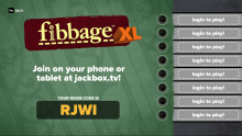 The lobby screen for Fibbage XL.