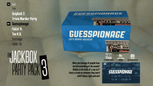 The Guesspionage screen in The Jackbox Party Pack 3 game picker.
