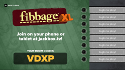 The lobby screen from Fibbage XL, taken from The Jackbox Party Pack.