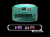 The "7 or 21 Questions" screen, after the player's names are inputted.