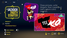The Tee K.O. screen in The Jackbox Party Starter game picker.