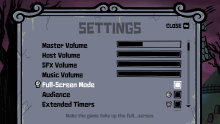The settings screen for Monster Seeking Monster.