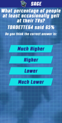 A player guessing if a chosen percentage is higher or lower.