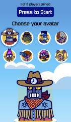 The character select screen from the lobby for Timejinx, after the player has selected an avatar.