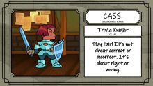The avatar card for Cass.[13]