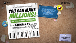 The lobby screen for Patently Stupid.