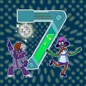 Jackbox Party Pack 10 countdown promo art, featuring the Disco Guy and Flapper Scientist.[1]