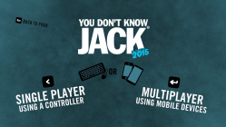 The main menu screen for YOU DON'T KNOW JACK 2015.