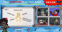 Captain Chuck streaming gameplay of Drawful. (Note the fake stock image watermark on the mermaid.)[12]