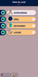 The voting screen for Hear Say.