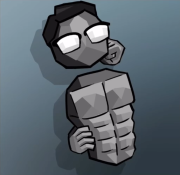 An official art of Gene with a defined chest and abs, first seen in this post and then in other posts like this one